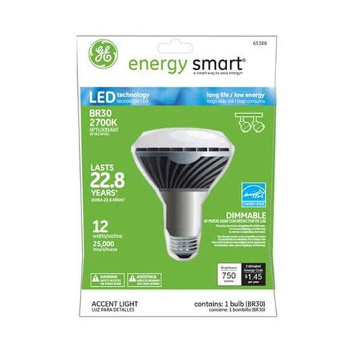 1-Pack 60-watt replacement 750-Lumen R30 Floodlight Bulb with Medium Base GE Lighting 65388 Energy Smart LED 12-Watt 1-Pack 60-watt replacement 750-Lumen R30 Floodlight Bulb with Medium Base GE Lighting 65388 Energy Smart LED 12-Watt